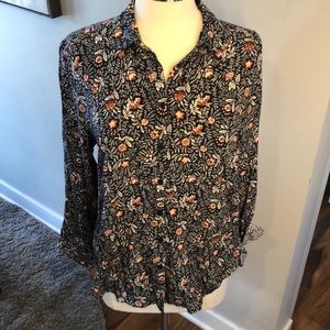 Loft Outlet Floral Button Up Blouse NWT